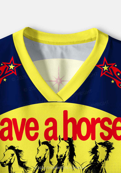 Save Horse Ride Cowgirl Pride Y2K Crop Sport Jersey Shirts Cherrykitten