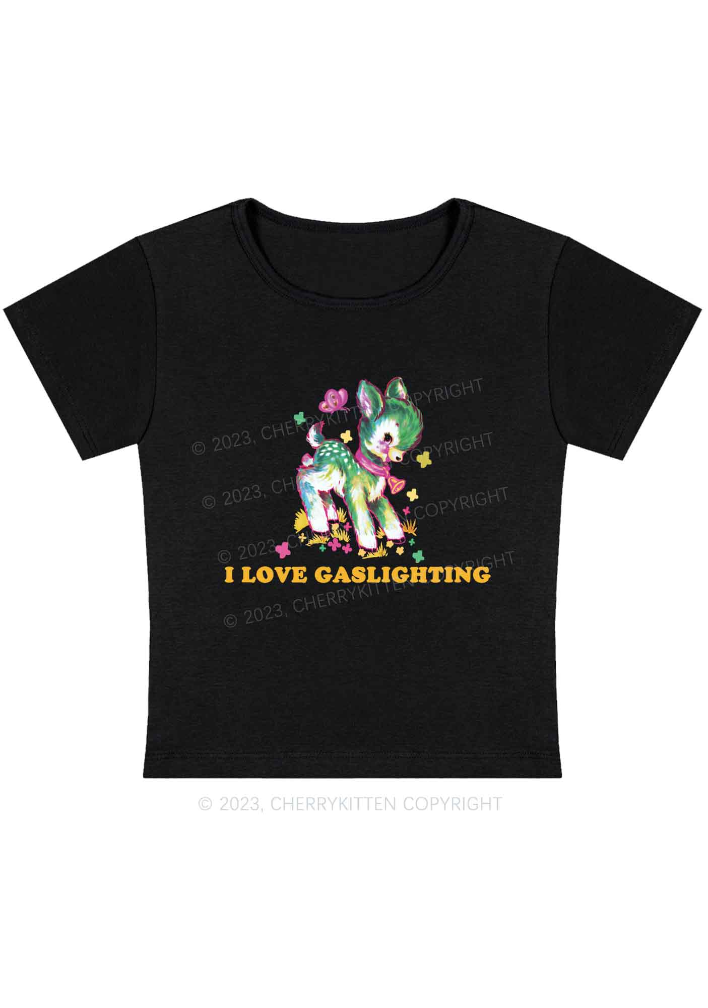 Curvy I Love Gaslighting Y2K Baby Tee Cherrykitten