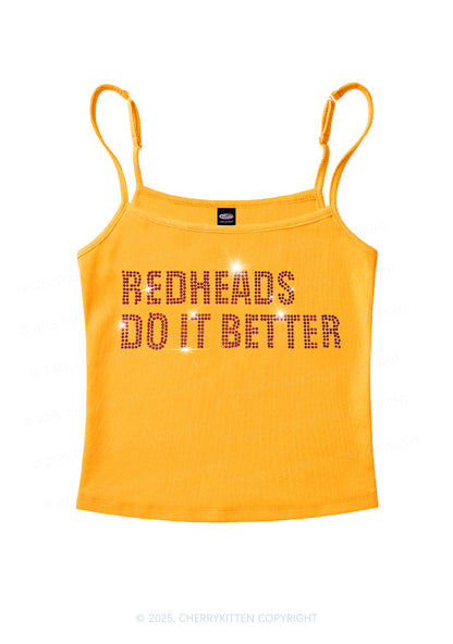 Rhinestone Redheads Do It Better Y2K Spaghetti Strap Cami Cherrykitten