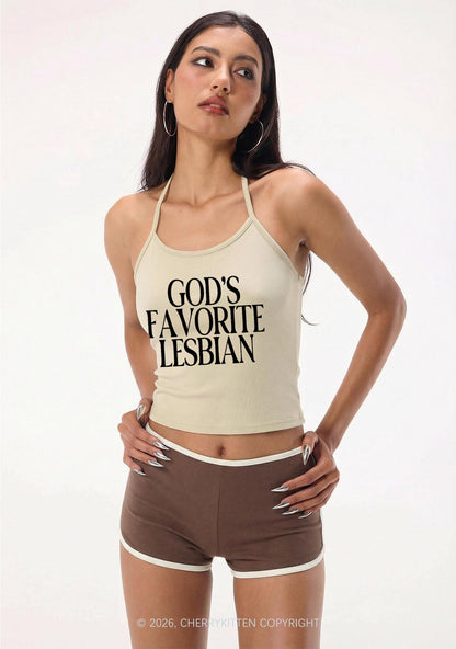 Gods Favorite Lesbian Pride Y2K Halter Neck Cami Cherrykitten