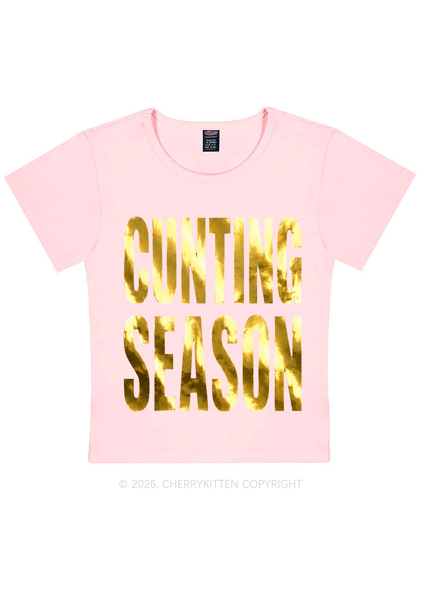 Tattoos Are Trashy Silver Foil Printed Y2K Baby Tee Cherrykitten