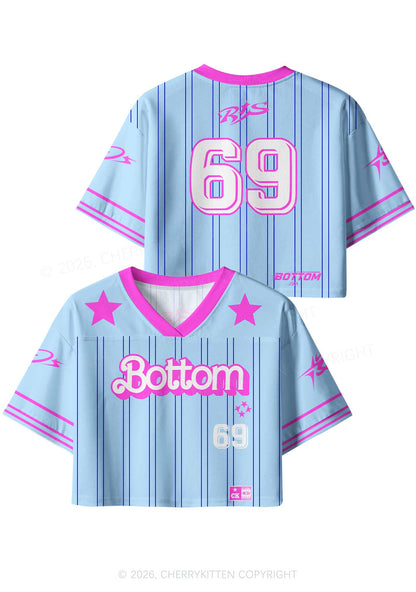 Blue Bottom Pride Y2K Crop Sport Jersey Shirts Cherrykitten