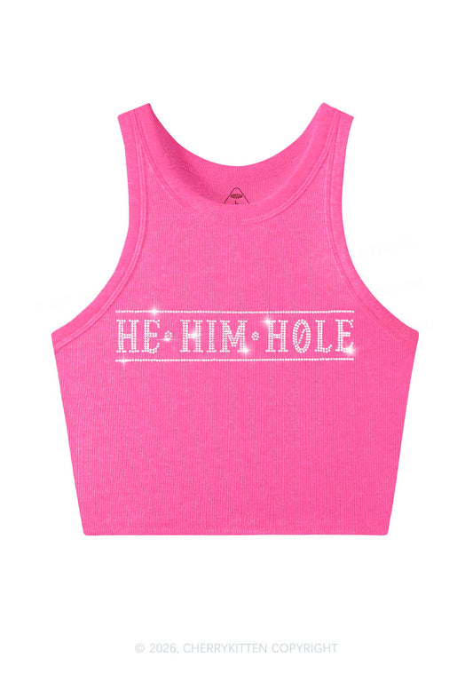 Rhinestone He Him Hole Pride Y2K Crop Tank Top Cherrykitten
