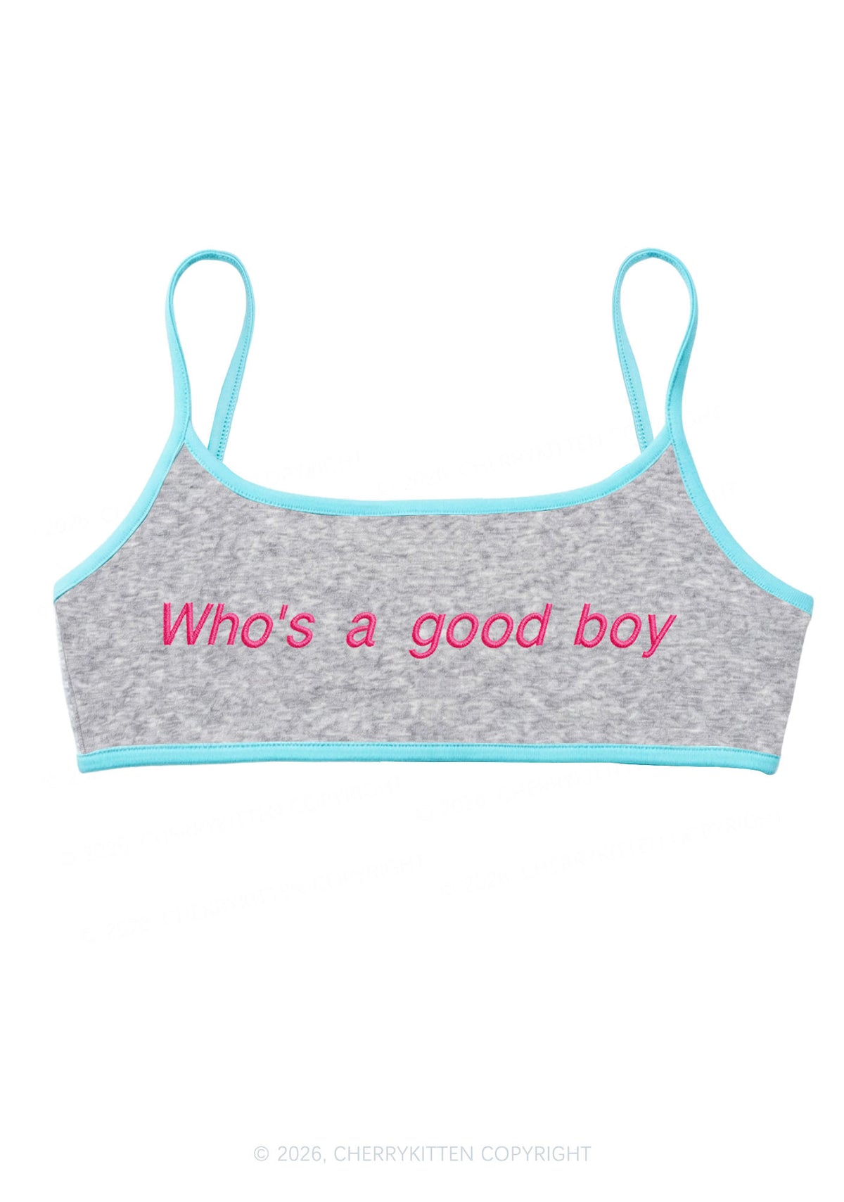 Embroidered Whos A Good Boy Y2K Super Crop Cami Cherrykitten