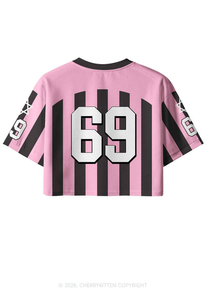 Pink Stripes She Them Txtties Pride Y2K Crop Sport Jersey Shirts Cherrykitten