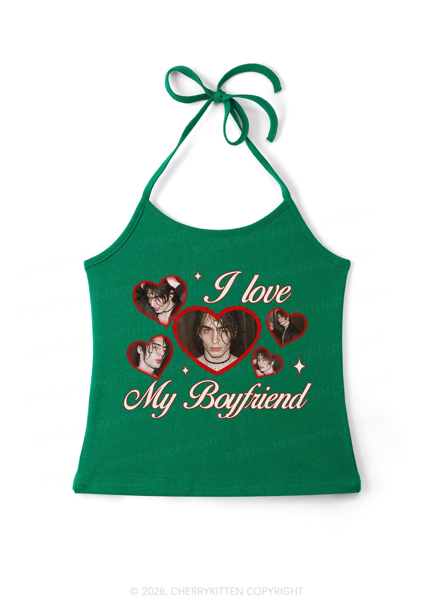 Custom Photo I Love My GF BF Valentine's Day Y2K Halter Neck Cami Cherrykitten