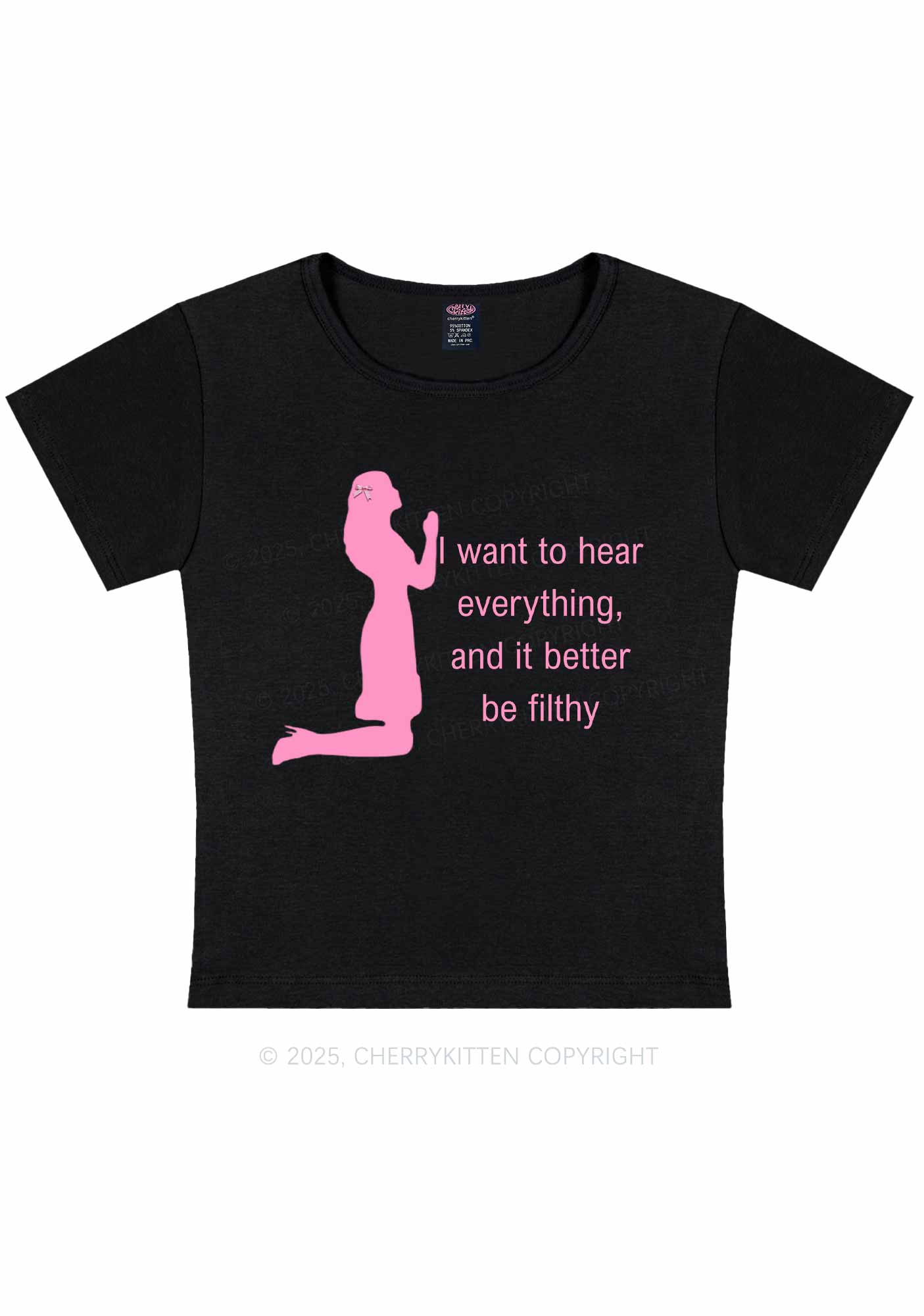 I Want To Hear Everything Y2K Baby Tee Cherrykitten