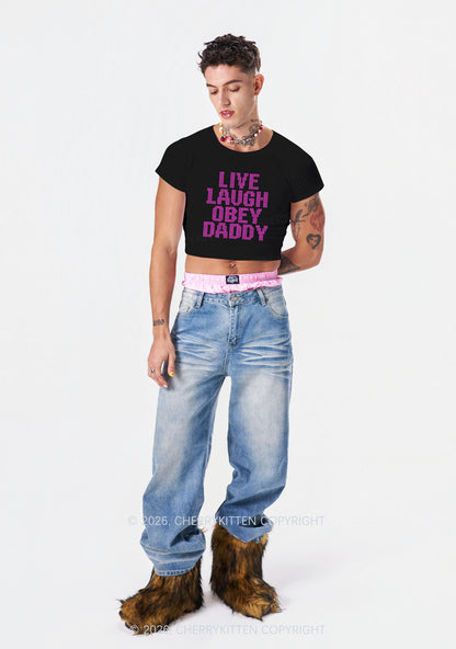 Live Laugh Obey Daddy Y2K Baby Tee Cherrykitten