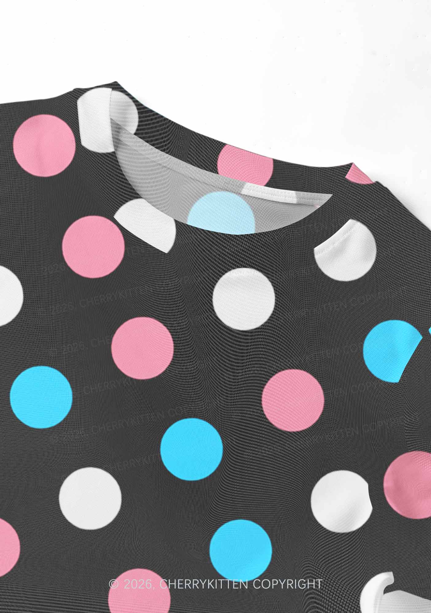 Trans Dots On Black Pride Y2K Mesh Crop Top Cherrykitten