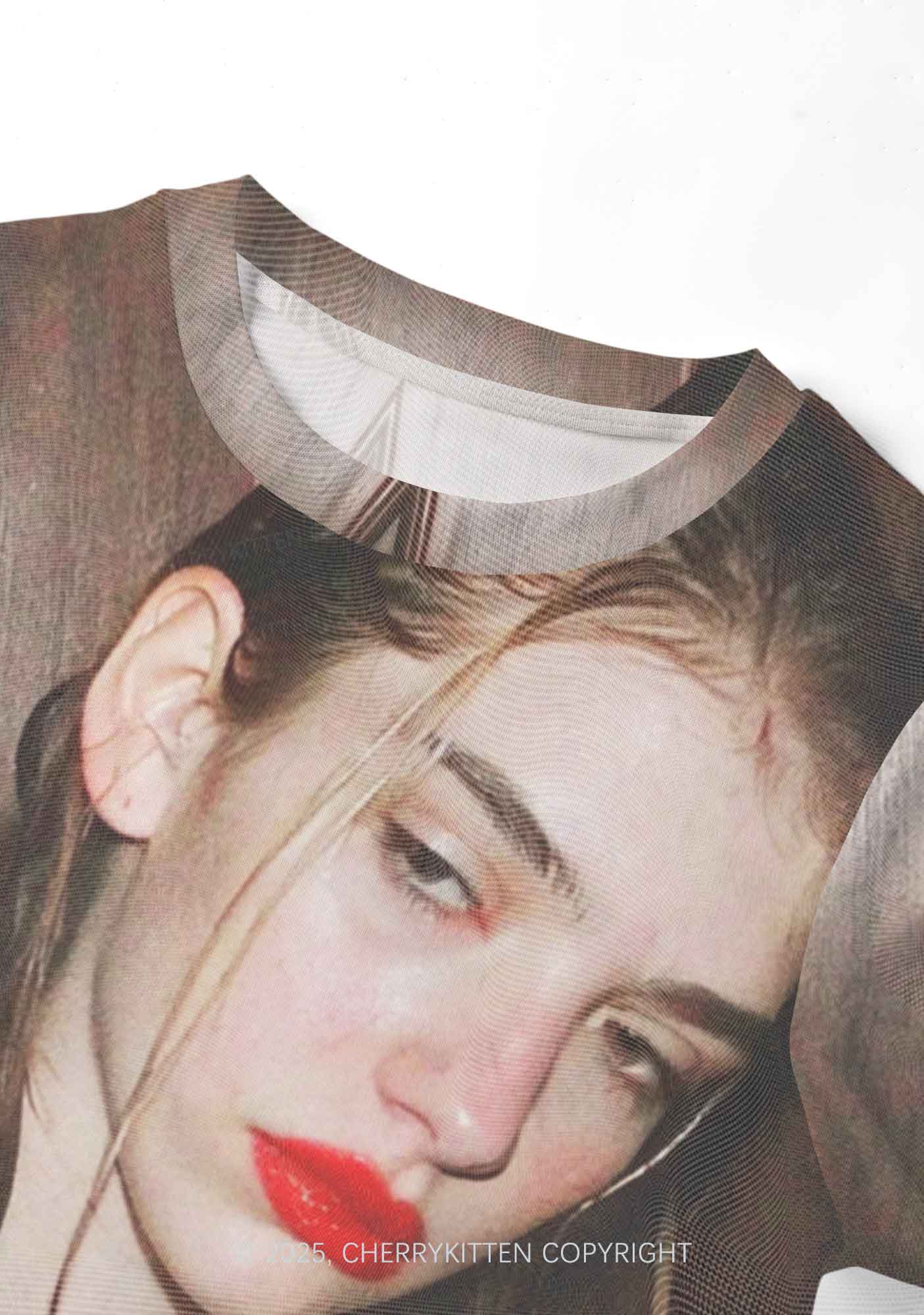 Custom Personalized Photo Y2K Mesh Crop Top Cherrykitten