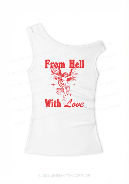 From Hall With Love Y2K Off Shoulder Tank Top Cherrykitten