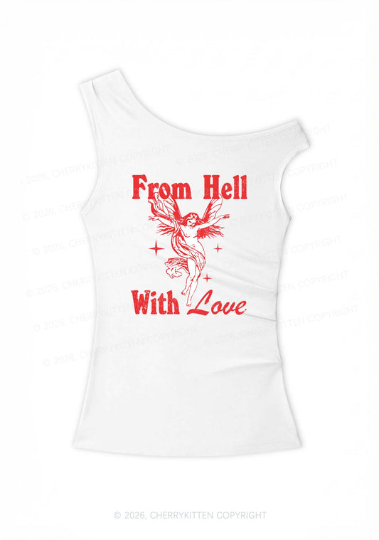 From Hall With Love Y2K Off Shoulder Tank Top Cherrykitten