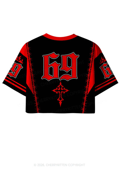 Red Better A Faggot Than A Fascist Pride Y2K Crop Sport Jersey Shirts Cherrykitten