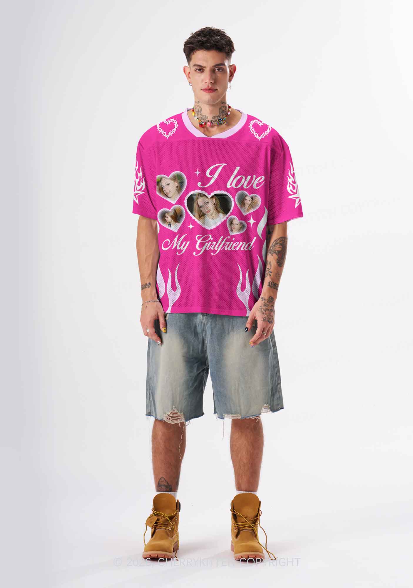 Hot Pink Custom GF BF Photo Y2K Sport Jersey Shirts Cherrykitten