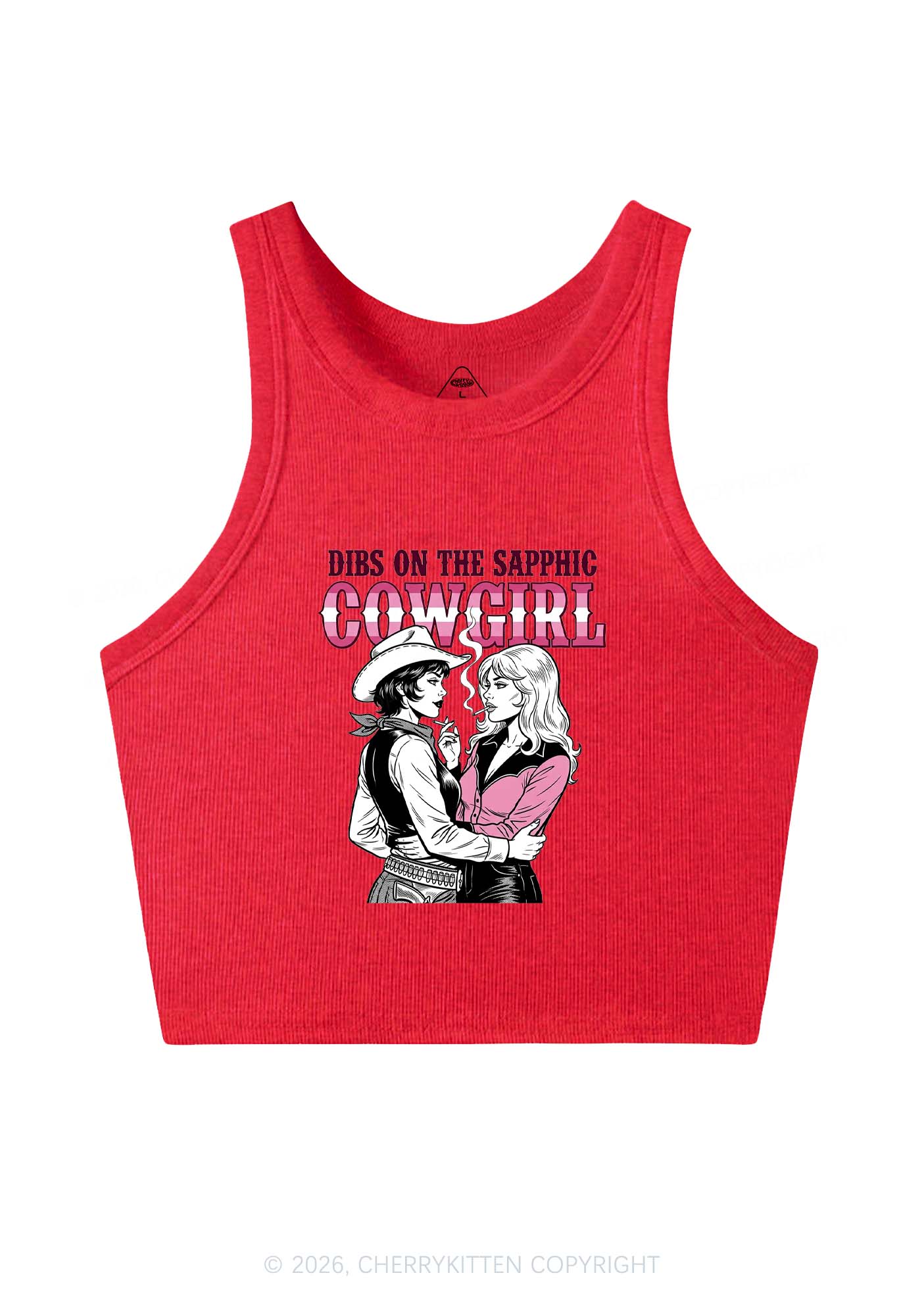 Dibs On The Sapphic Cowgirl Pride Y2K Crop Tank Top Cherrykitten