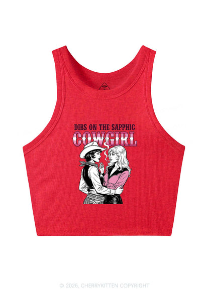 Dibs On The Sapphic Cowgirl Pride Y2K Crop Tank Top Cherrykitten