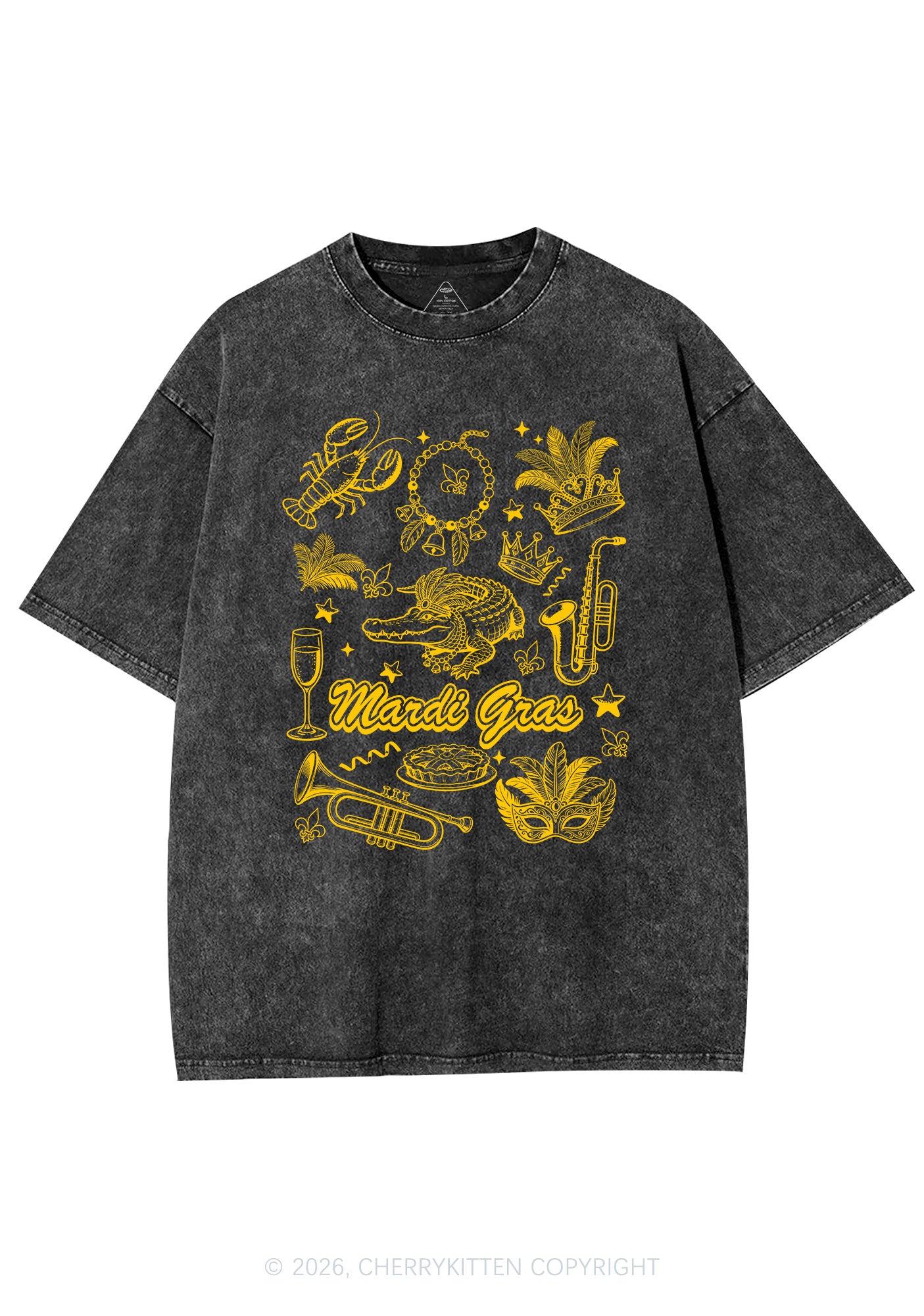 Mardi Gras Symbols Y2K Shirts Washed Tee Cherrykitten