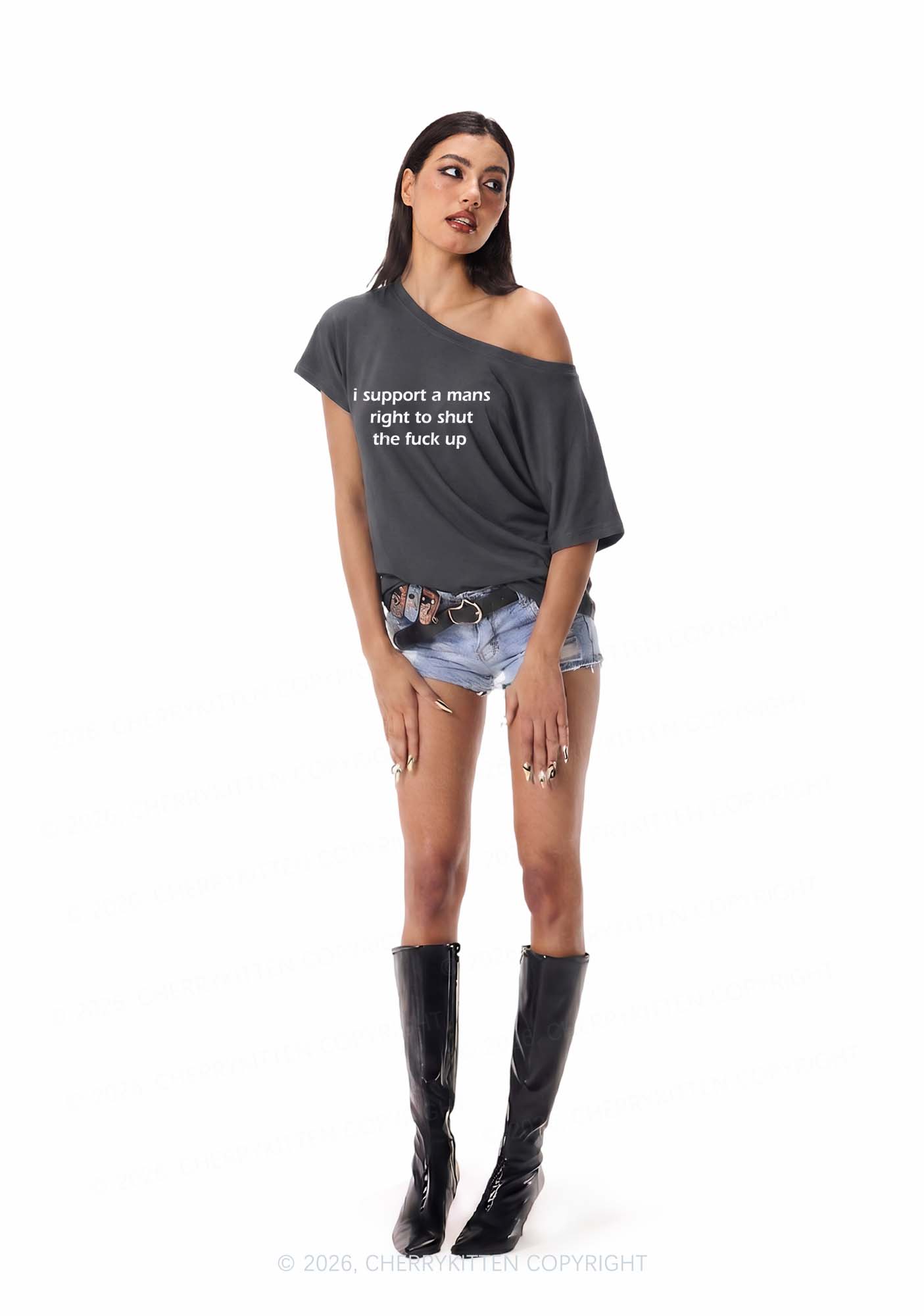 I Support A Mans Right Y2K Off Shoulder Tee Cherrykitten