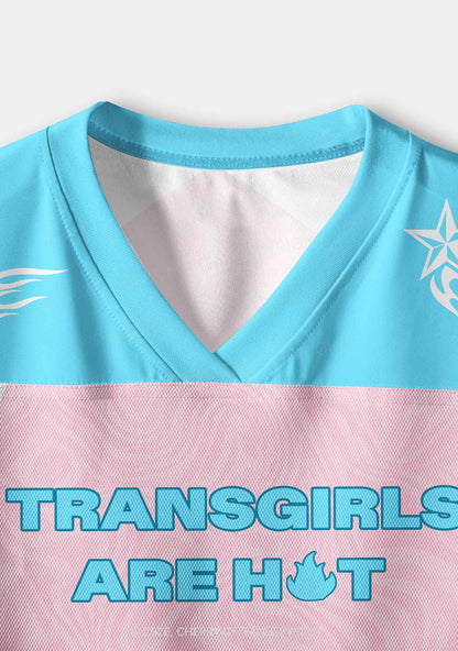 Transgirls Are Hot Pride Y2K Crop Sport Jersey Shirts Cherrykitten
