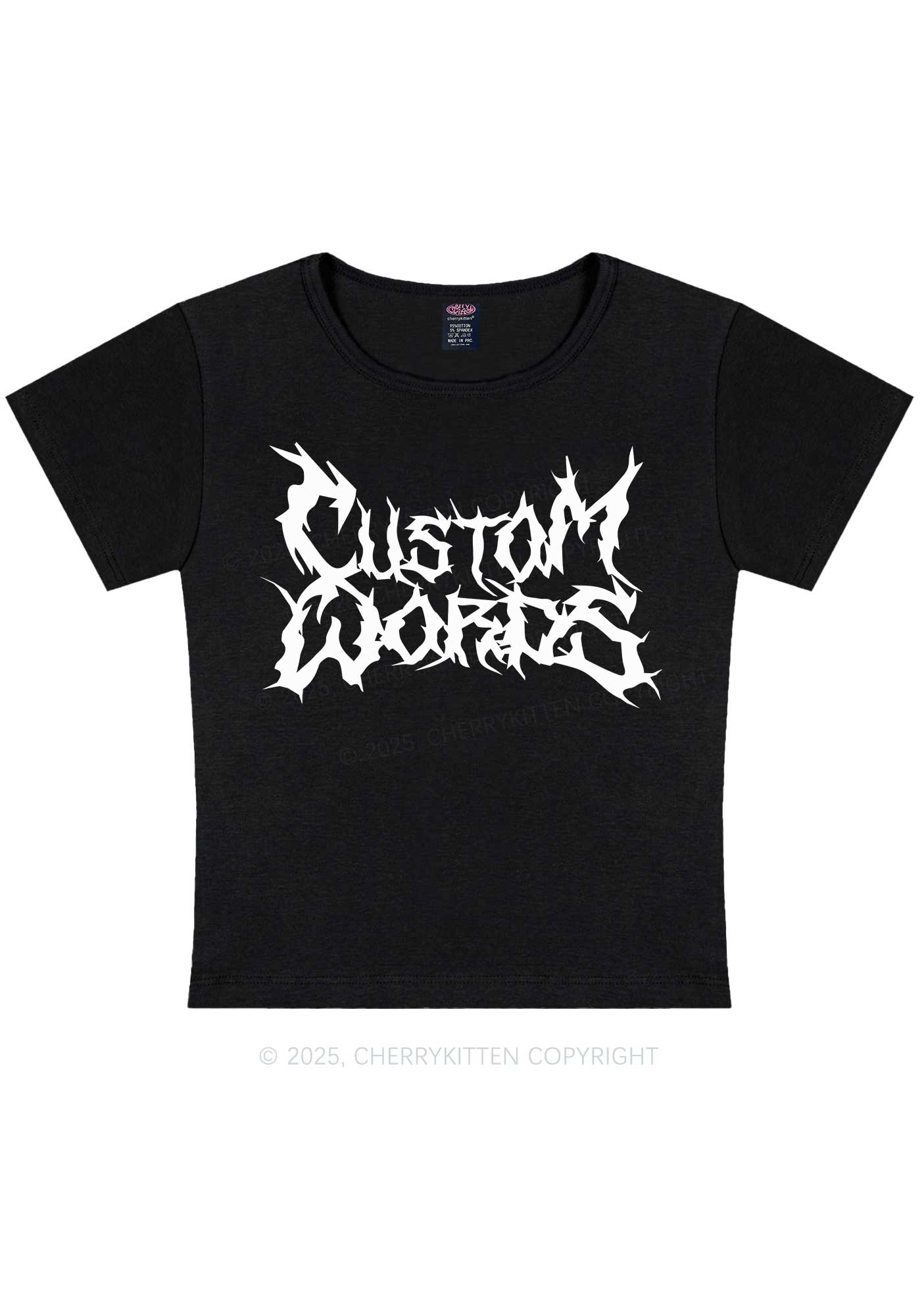 Custom Text Punk Font Y2K Baby Tee Cherrykitten