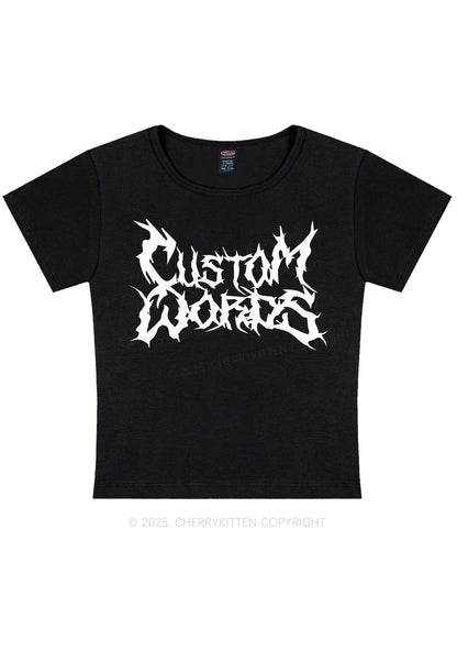 Custom Text Punk Font Y2K Baby Tee Cherrykitten