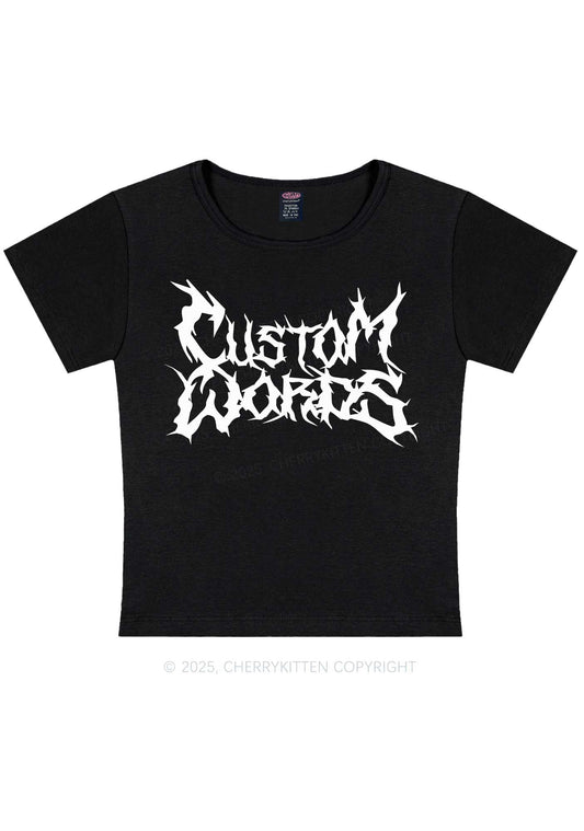 Custom Text Punk Font Y2K Baby Tee Cherrykitten