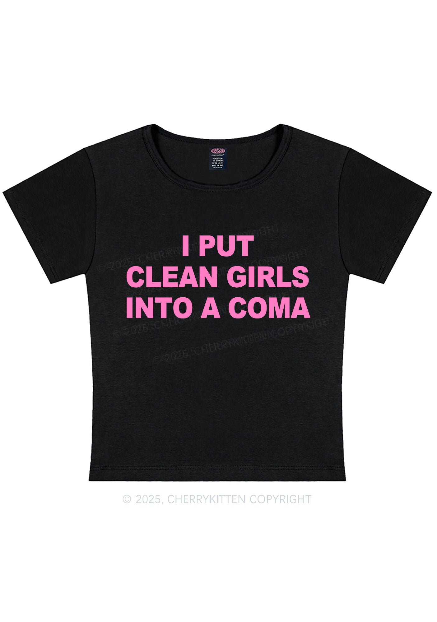 Put Clean Girls Into Coma Y2K Baby Tee Cherrykitten