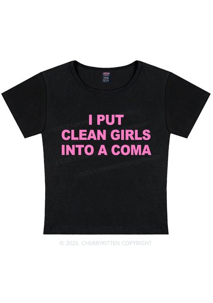 Put Clean Girls Into Coma Y2K Baby Tee Cherrykitten