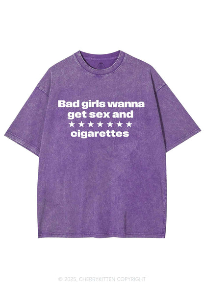 Wanna Sxx Cigarettes Y2K Shirts Washed Tee Cherrykitten