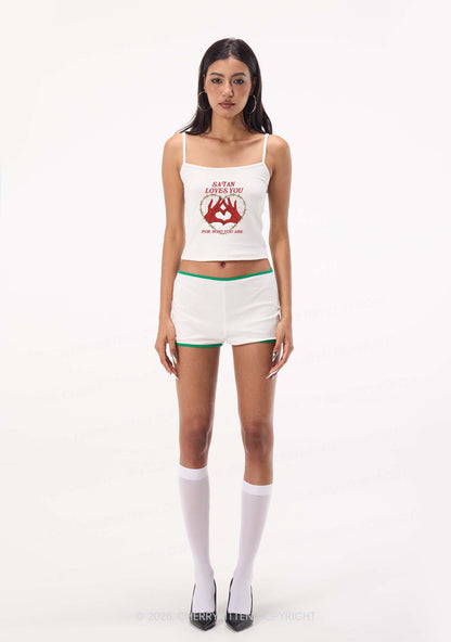 Satan Loves You Heart Halloween Y2K Spaghetti Strap Cami Cherrykitten