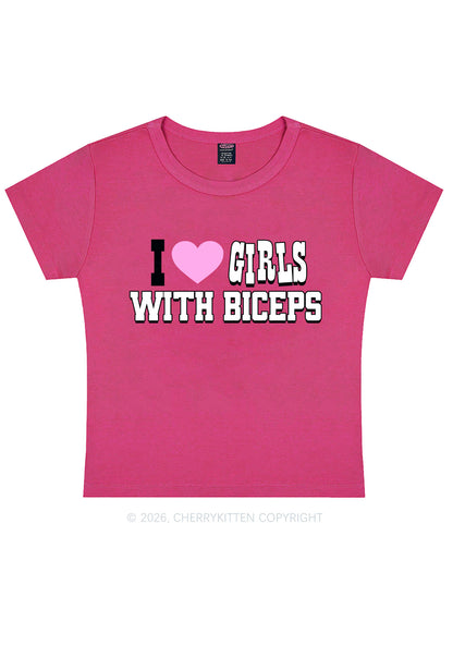 I Love Girls With Biceps Y2K Baby Tee Cherrykitten
