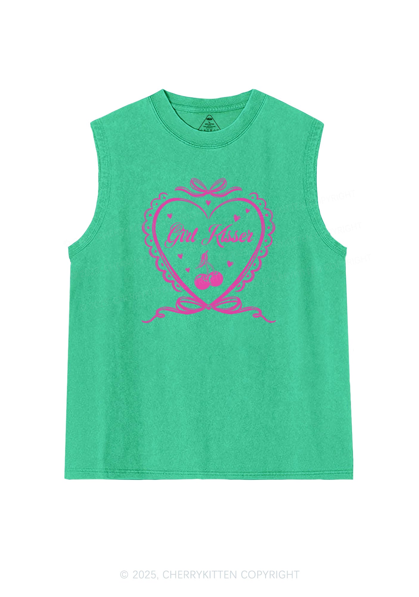 Girl Kisser Pride Y2K Washed Muscle Tank Cherrykitten