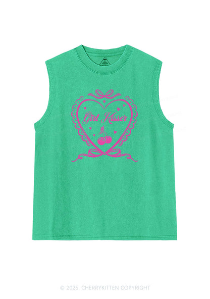 Girl Kisser Pride Y2K Washed Muscle Tank Cherrykitten