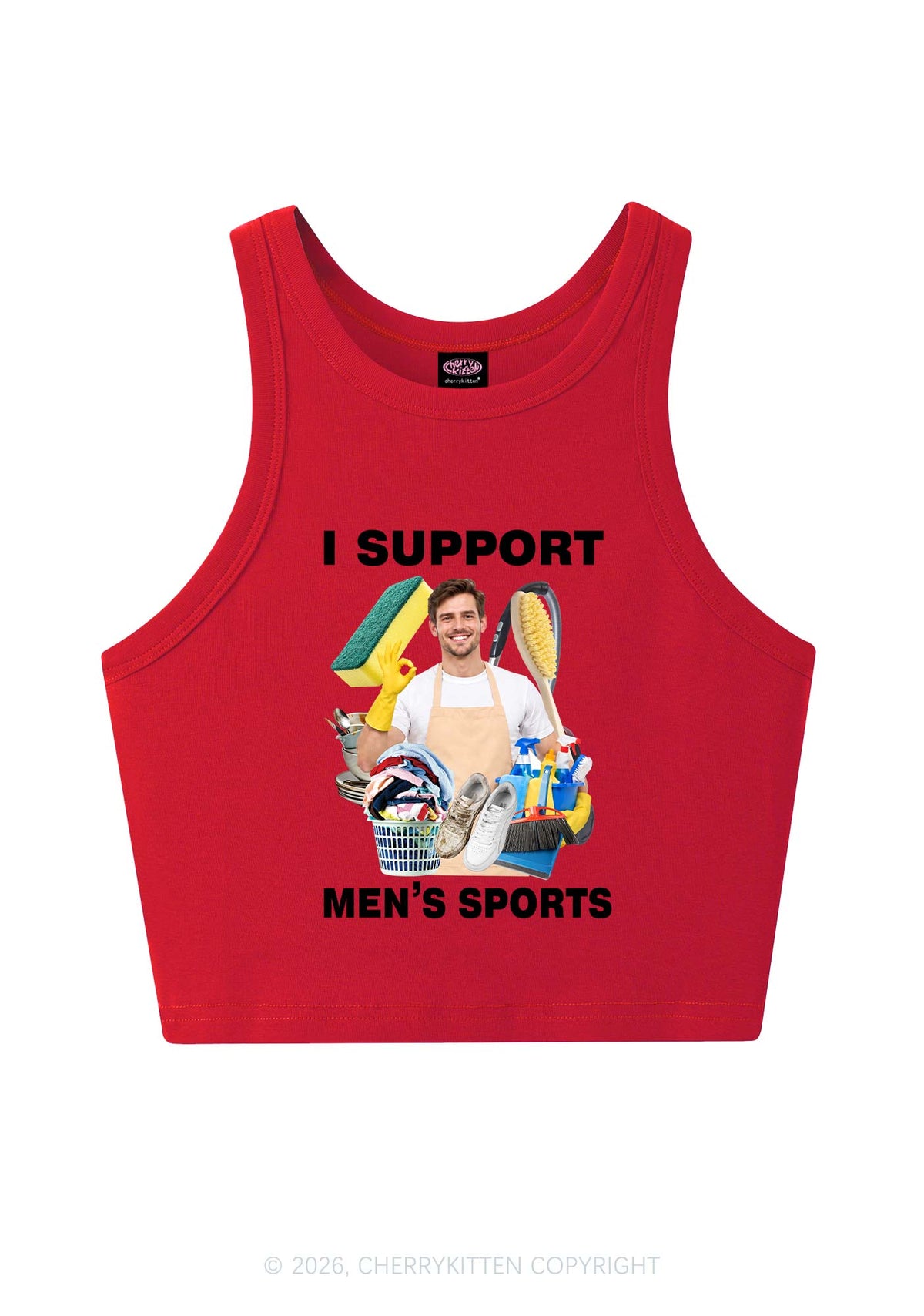 I Support Mens Sports Y2K Crop Tank Top Cherrykitten
