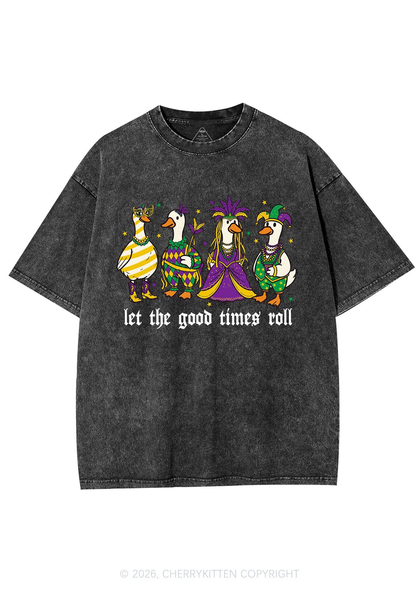 Let The Good Times Roll Y2K Shirts Washed Tee Cherrykitten