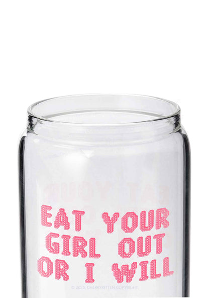 Eat Your Girl Out Pride Y2K Printed Glass Cup Cherrykitten