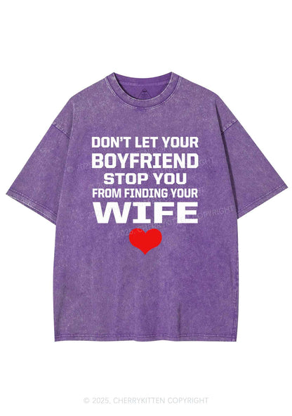 Boyfriend Wife Pride Y2K Shirts Washed Tee Cherrykitten