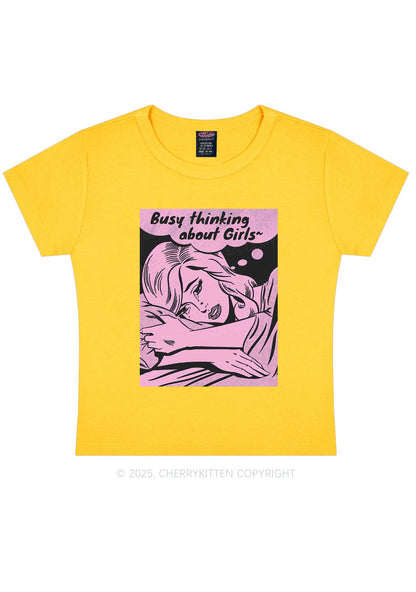 Busy Thinking About Girls Y2K Baby Tee Cherrykitten