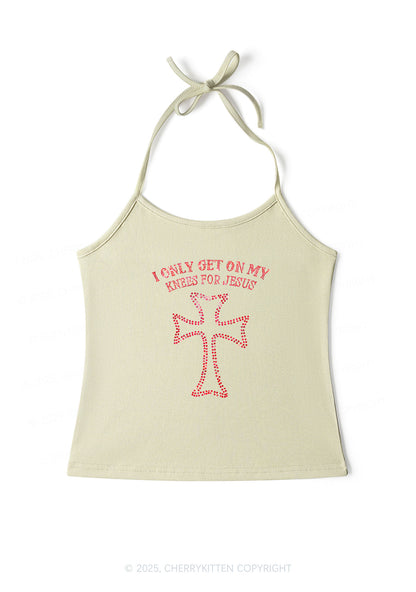 Rhinestone Get On Knees For Jesus Y2K Halter Neck Cami Cherrykitten