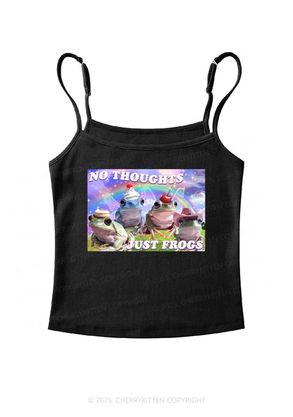 No Thoughts Just Frogs Y2K Spaghetti Strap Cami Cherrykitten