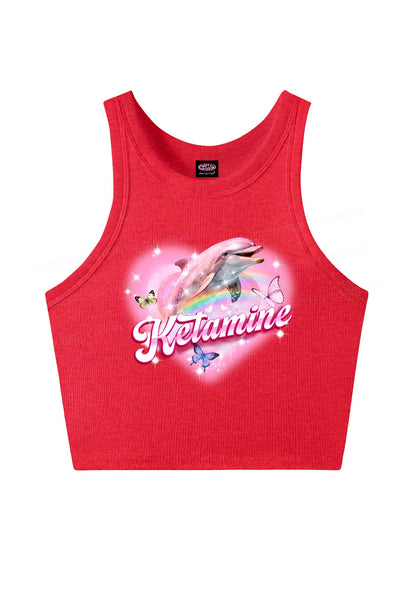 Pink K Dolphin Y2K Crop Tank Top Cherrykitten
