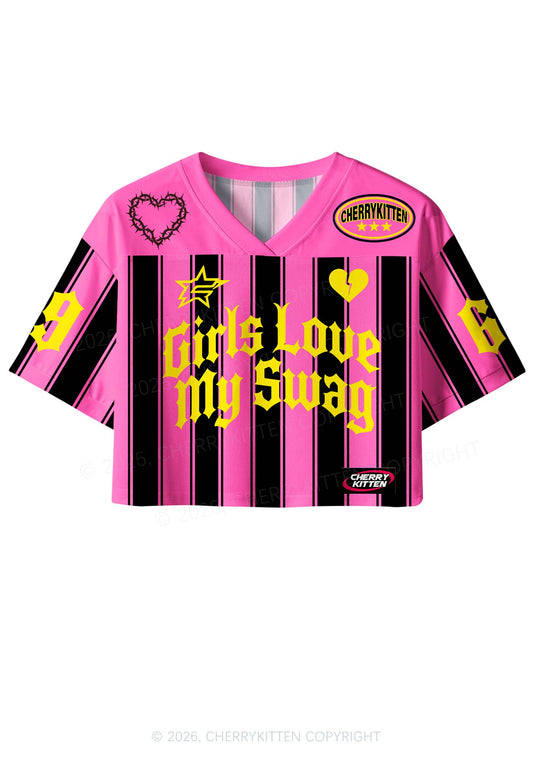 Girls Love My Swag Pride Y2K Crop Sport Jersey Shirts Cherrykitten