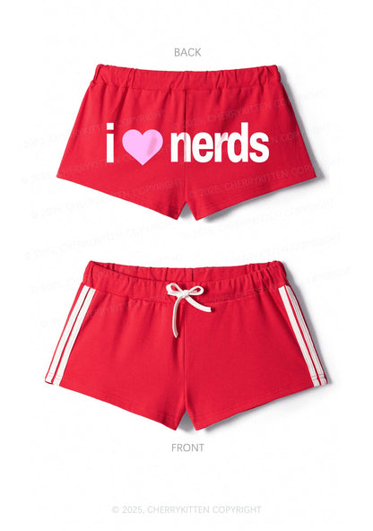 I Love Nerds Y2K Drawstring Mini Shorts Cherrykitten
