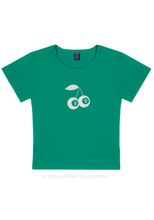Glitter Lucky Eight St Patricks Y2K Baby Tee Cherrykitten
