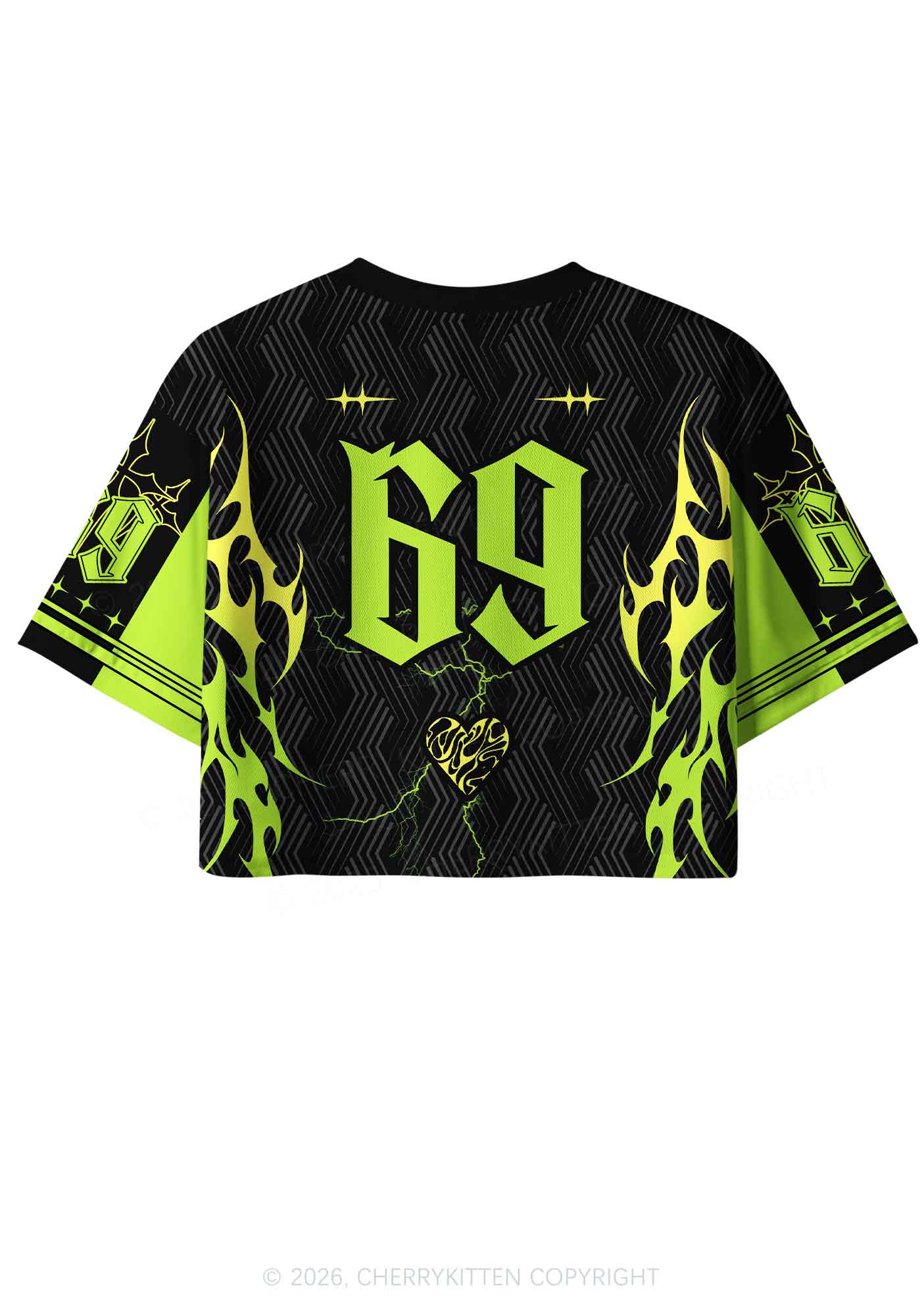 Green Gothic Fag Princess Pride Y2K Crop Sport Jersey Shirts Cherrykitten