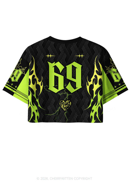 Green Gothic Fag Princess Pride Y2K Crop Sport Jersey Shirts Cherrykitten