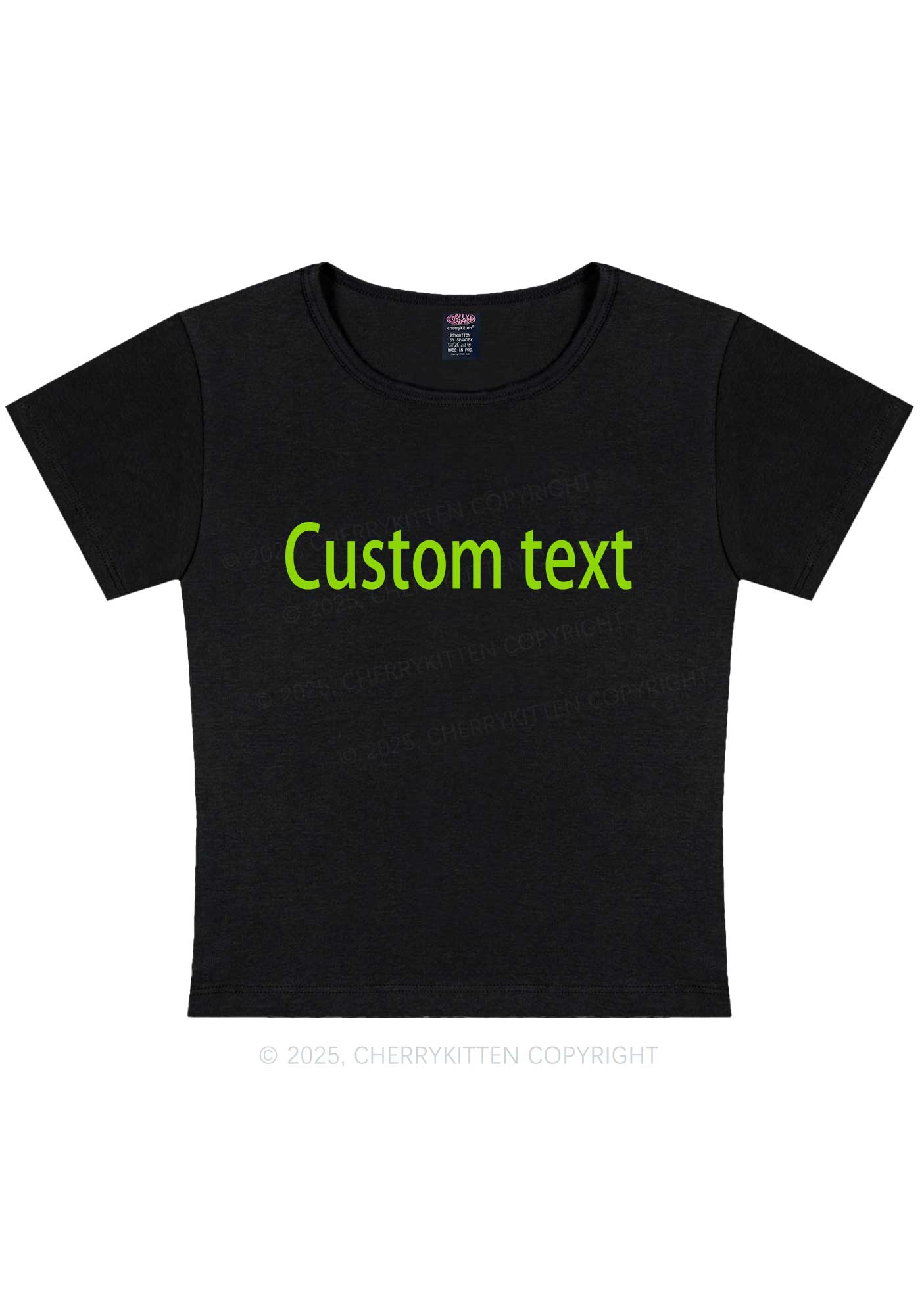 Custom Brat Text Y2K Baby Tee Cherrykitten