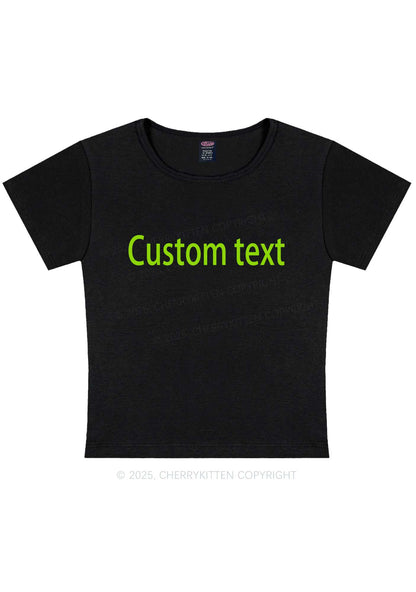 Custom Brat Text Y2K Baby Tee Cherrykitten