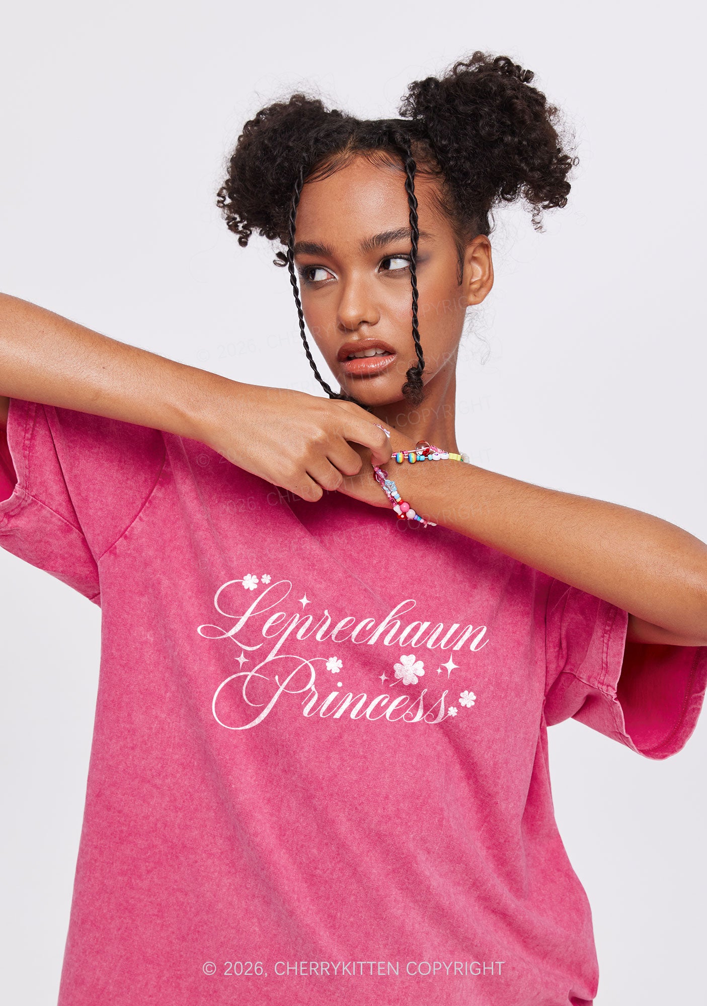 Leprechaun Princess St Patricks Y2K Shirts Washed Tee Cherrykitten