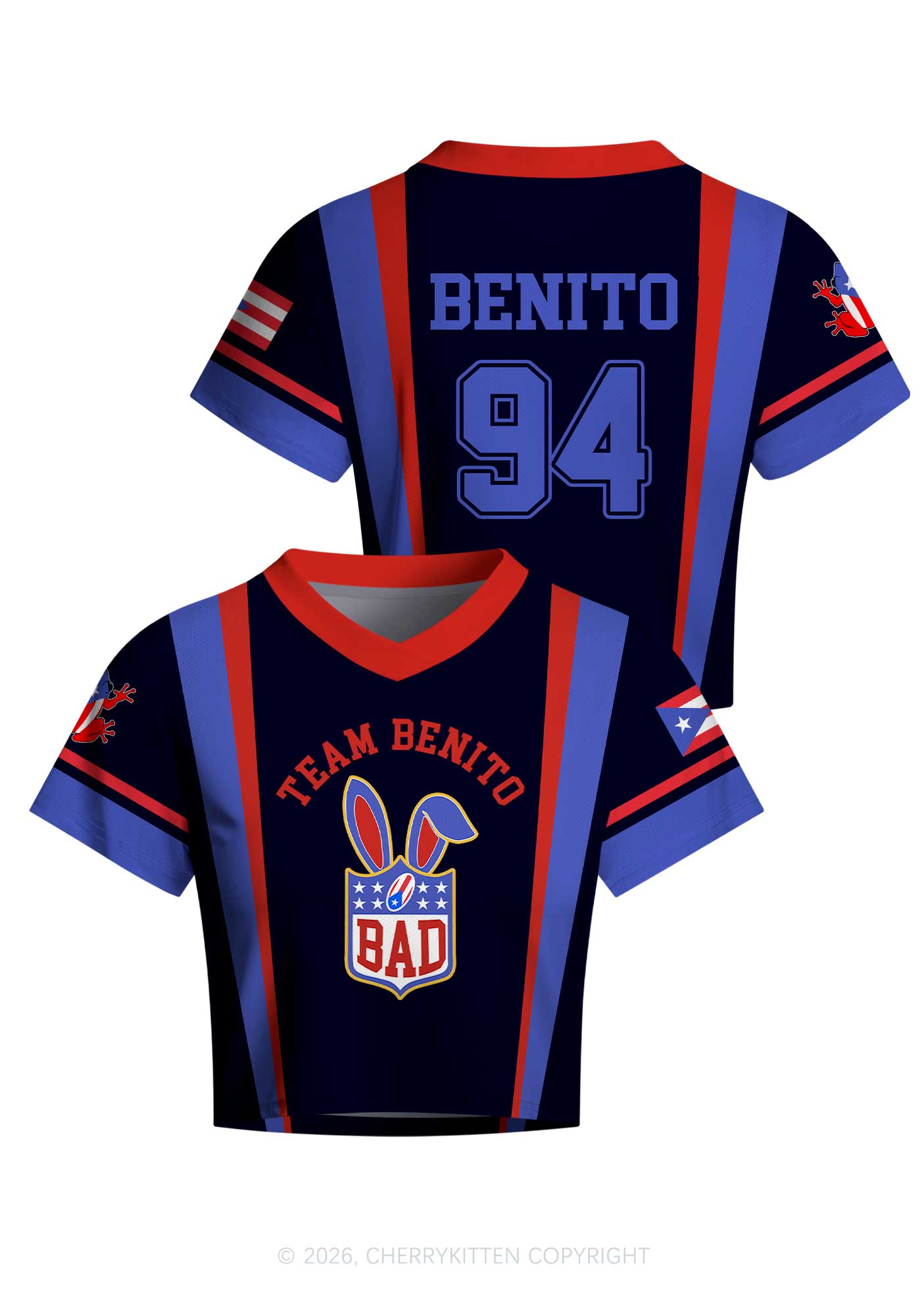 Black Football Bunny Y2K Crop Football Jersey Shirts Cherrykitten